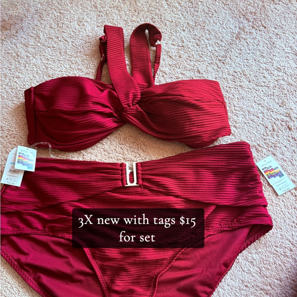 Time and Tru Red Bikini Set